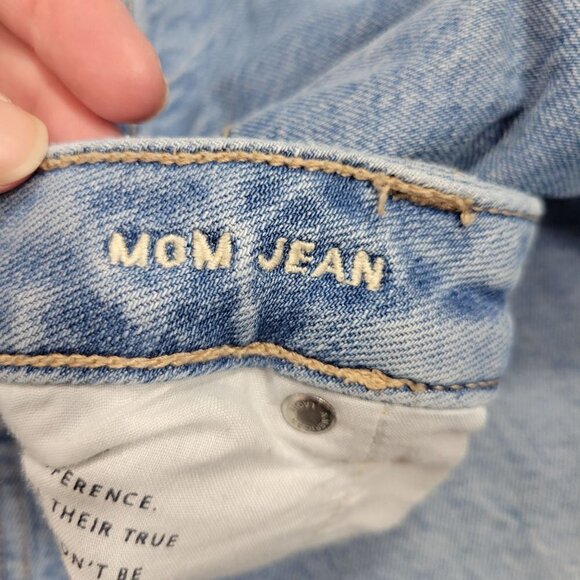 American Eagle Women's Factory Distress Mom Jean Comfort Stretch Waist Size 14L - Picture 6 of 10